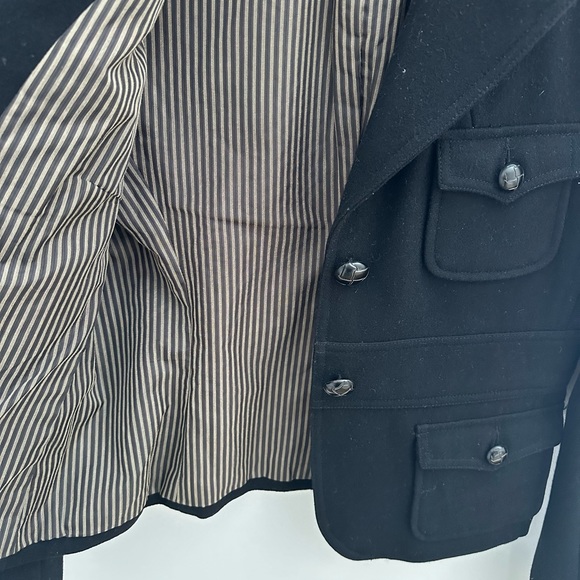 Zara Black Wool Blend Military Coat SZ L - Picture 7 of 7